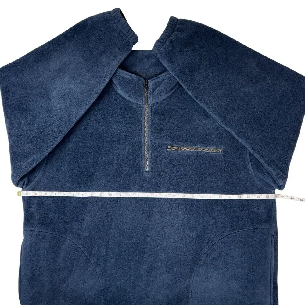 DULUTH TRADING Co.‎ Sz XL Fleece Jacket Pullover 1/4 Zip Navy Blue Pockets Thick